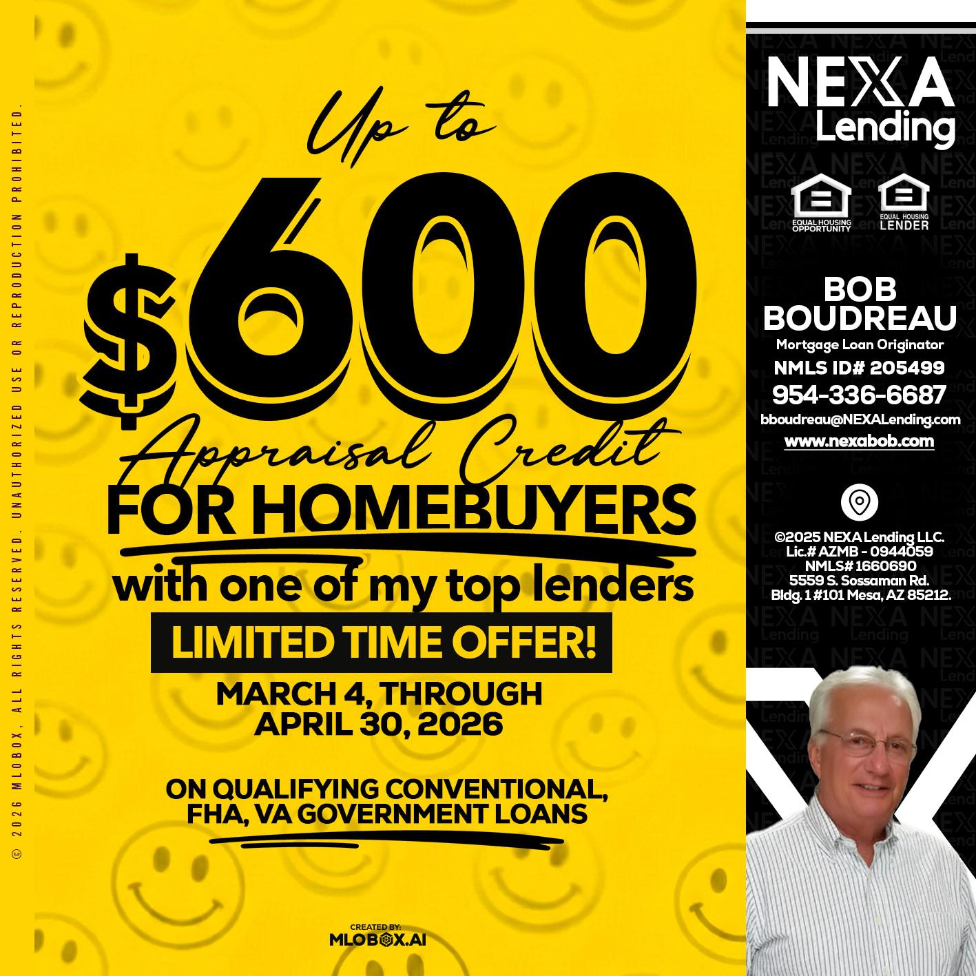 UP TO 600 - Bob Boudreau -Mortgage Loan Originator