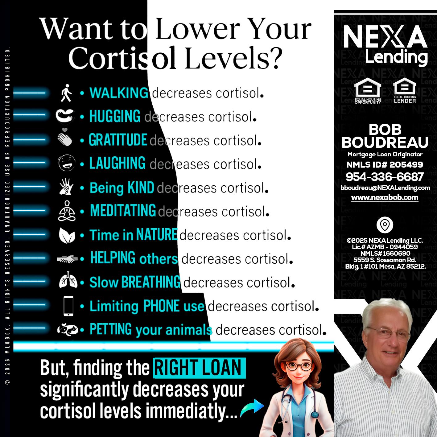 Want to lower Your Cortisol Levels? - Bob Boudreau -Mortgage Loan Originator