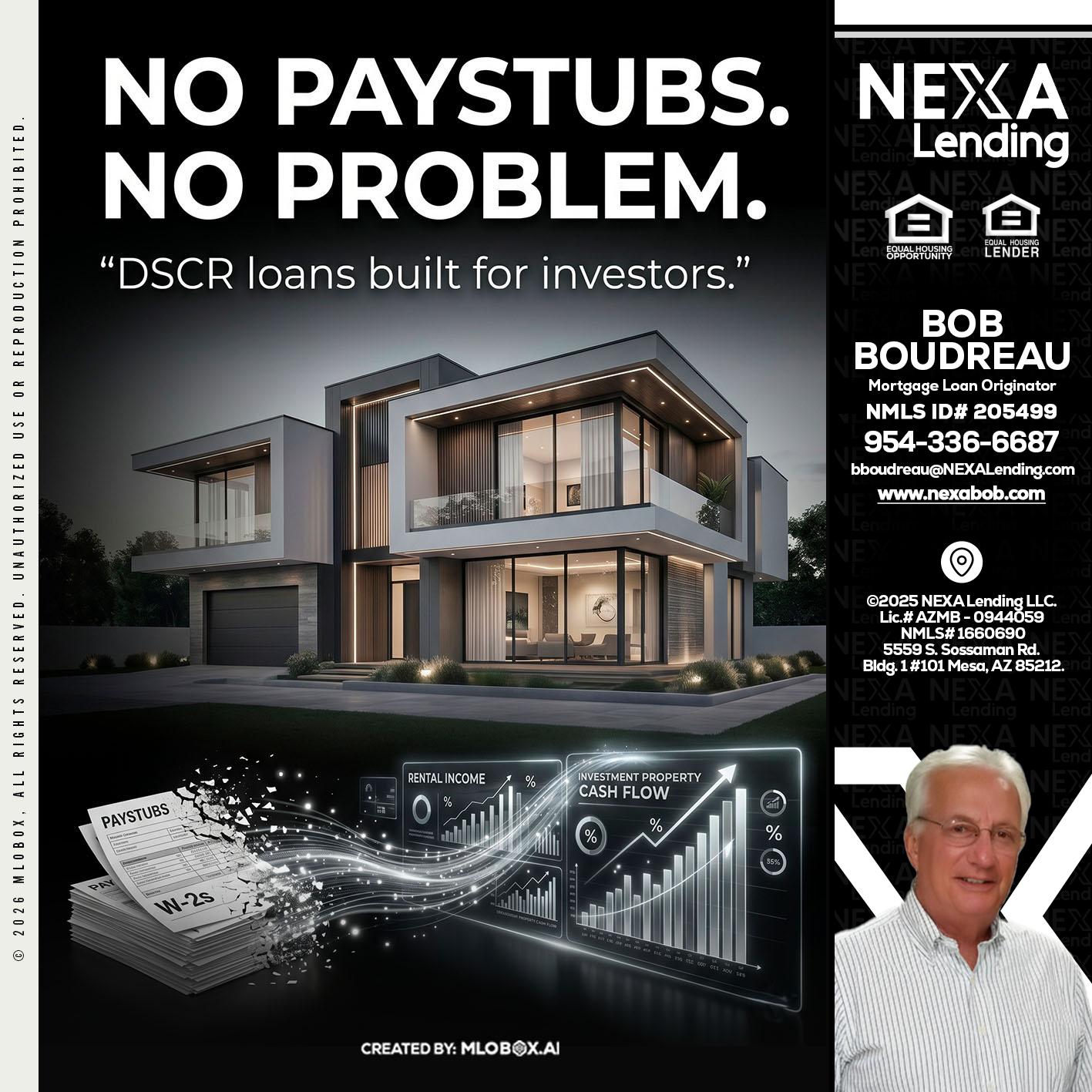 no paystub - Bob Boudreau -Mortgage Loan Originator