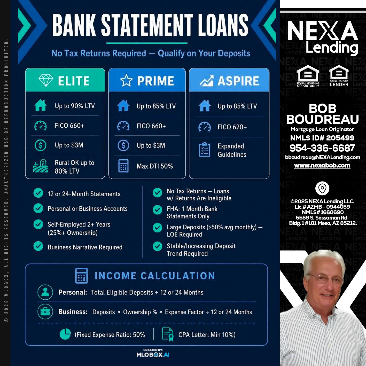 BANK STATEMENT - Bob Boudreau -Mortgage Loan Originator